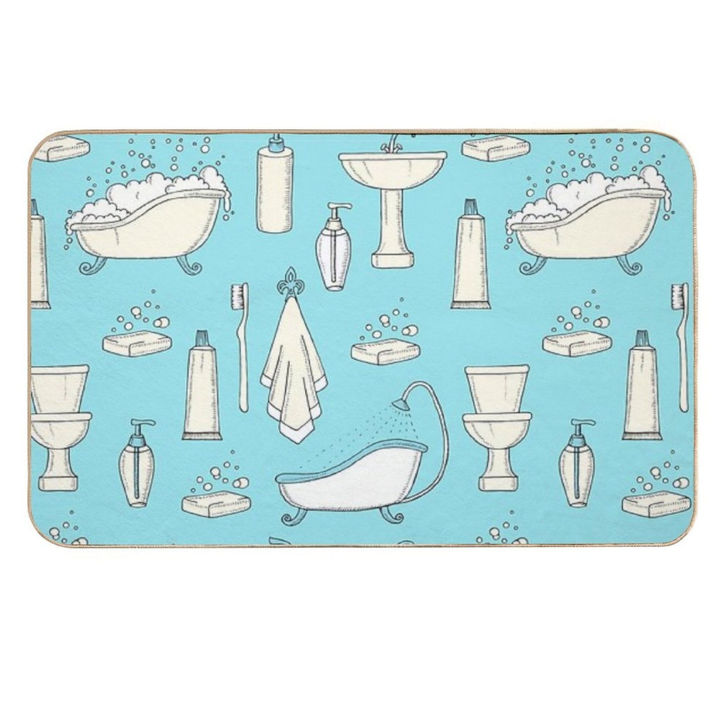 Retro Bathroom  Easy Maintenance Bath Mat