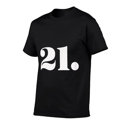 21st Birthday - 21 Year Old - Number 21  Rolled Sleeves T-Shirt