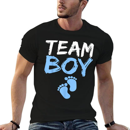 Team Boy Gender Reveal Baby Shower  Ribbed Collar T-Shirt