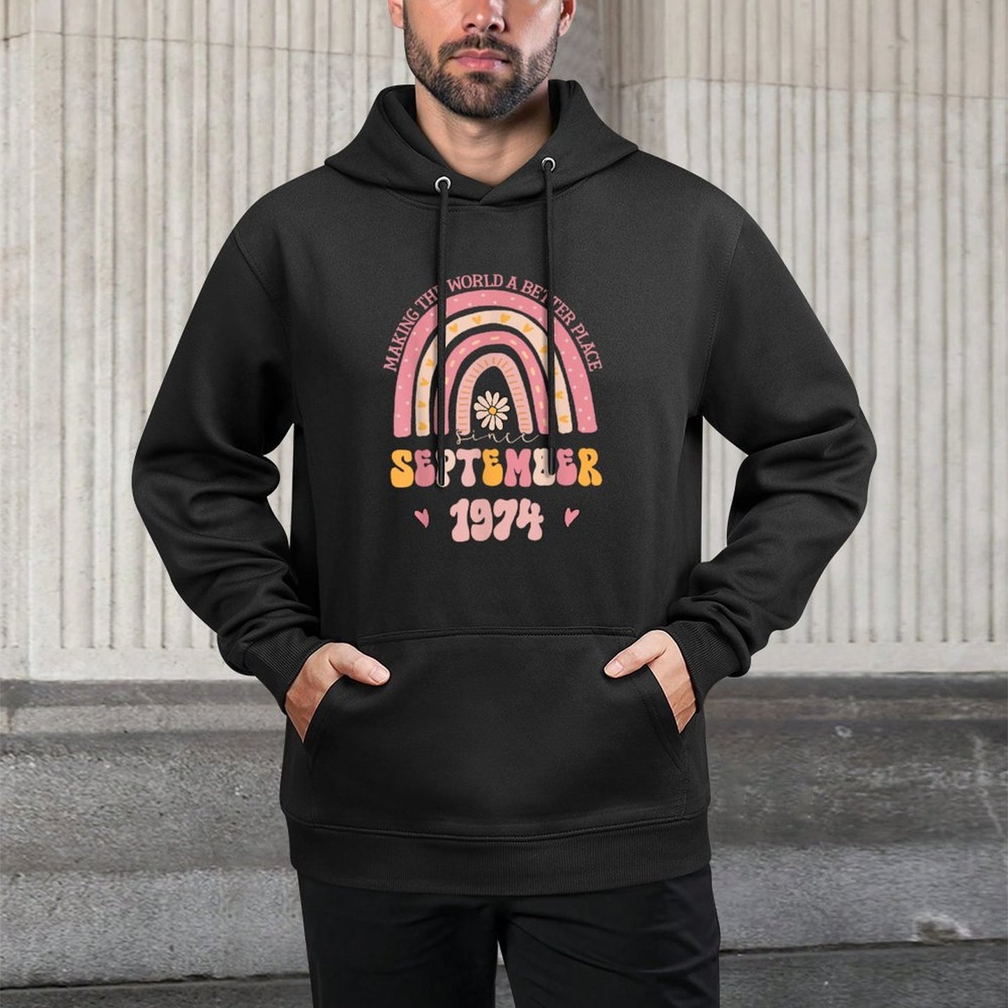 Turning 50 Retro September 1974 50th Birthday for Women Durable Construction Hoodie