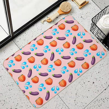 Peach And Eggplant Emoji  Eco-Friendly Bath Mat