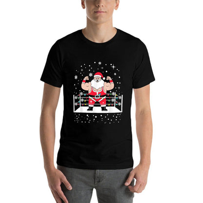Funny Wrestling Santa Xmas Lights Wrestling Christmas  Durable T-Shirt