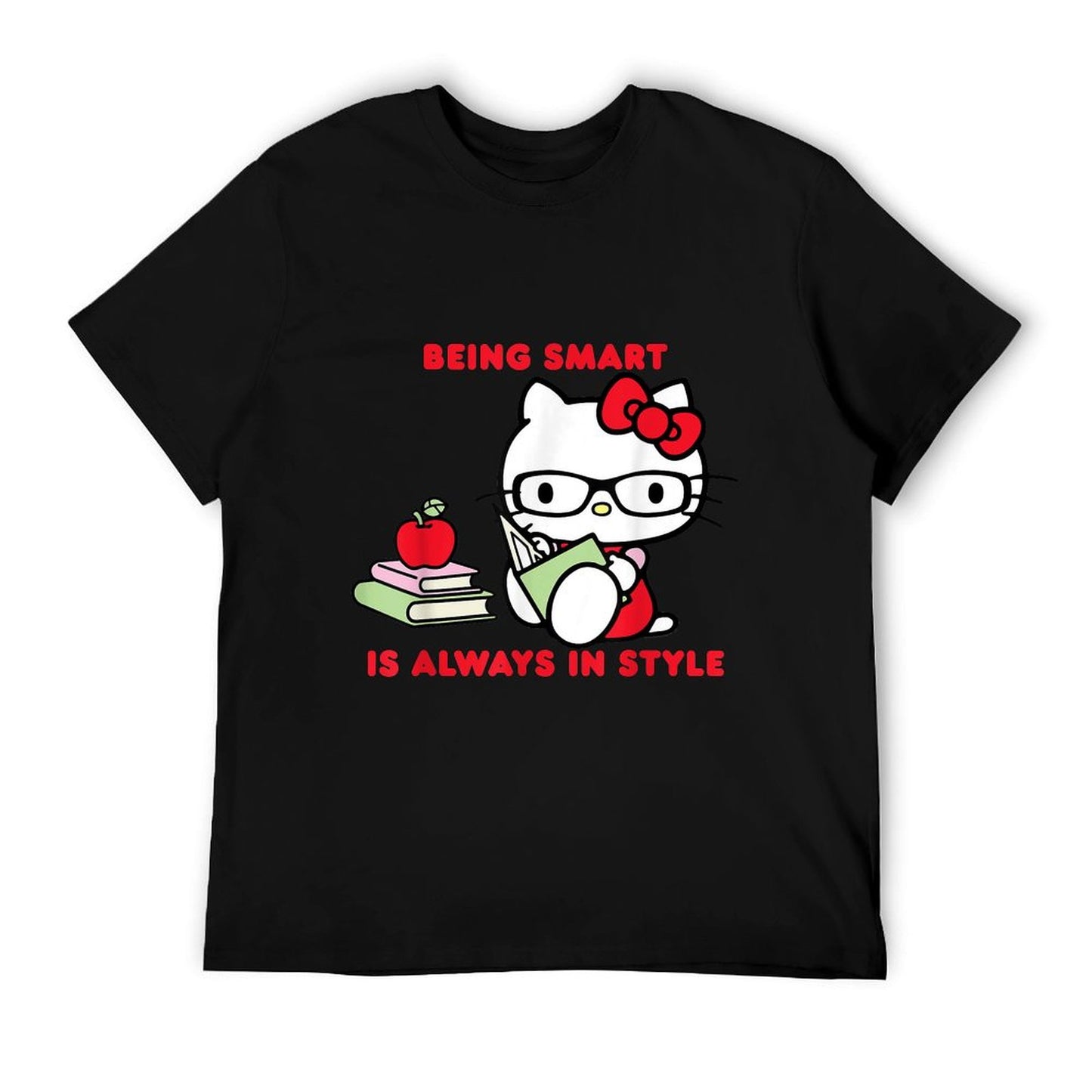 Hello Kitty Being Smart Is Always In Style Books Student High-quality Stitching T-Shirt