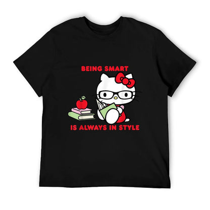 Hello Kitty Being Smart Is Always In Style Books Student High-quality Stitching T-Shirt
