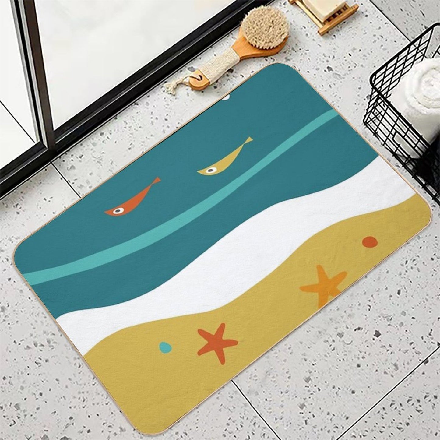 Mid Century Atomic Age Summer Beach  Eco-Friendly Bath Mat