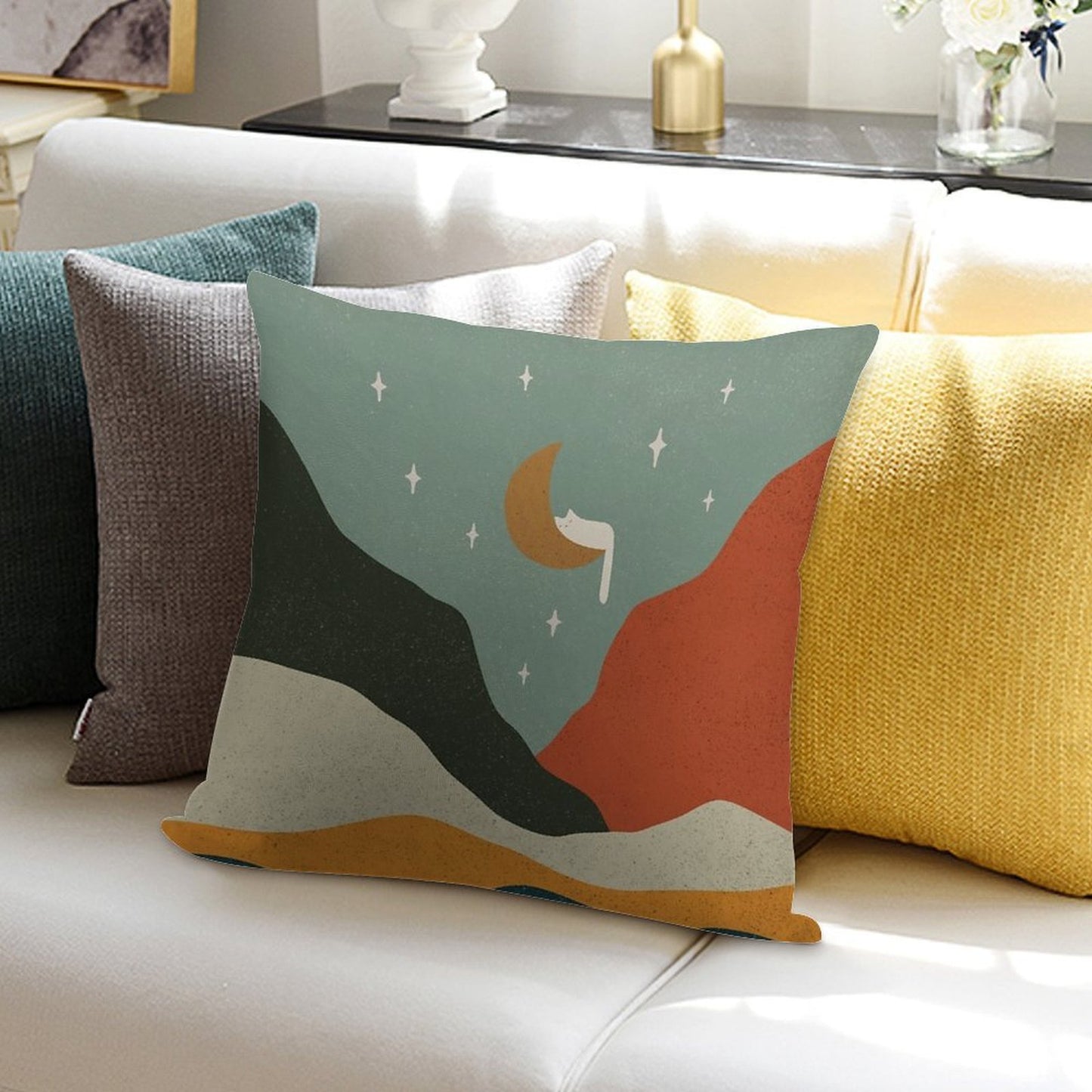 Cat Landscape 203 Soft Easy Maintenance Throw Pillow