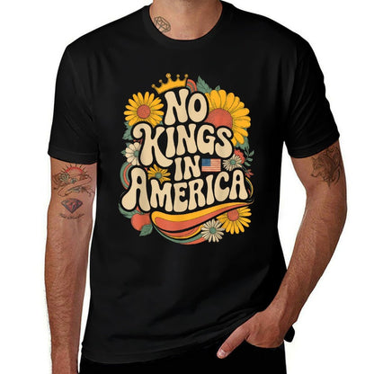Retro Floral 70s Women No King In American Democracy  Oversized Silhouette T-Shirt