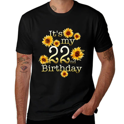 Cute Sunflower Its My 22nd Birthday 22 Year Old Birthday  Heathered Texture T-Shirt