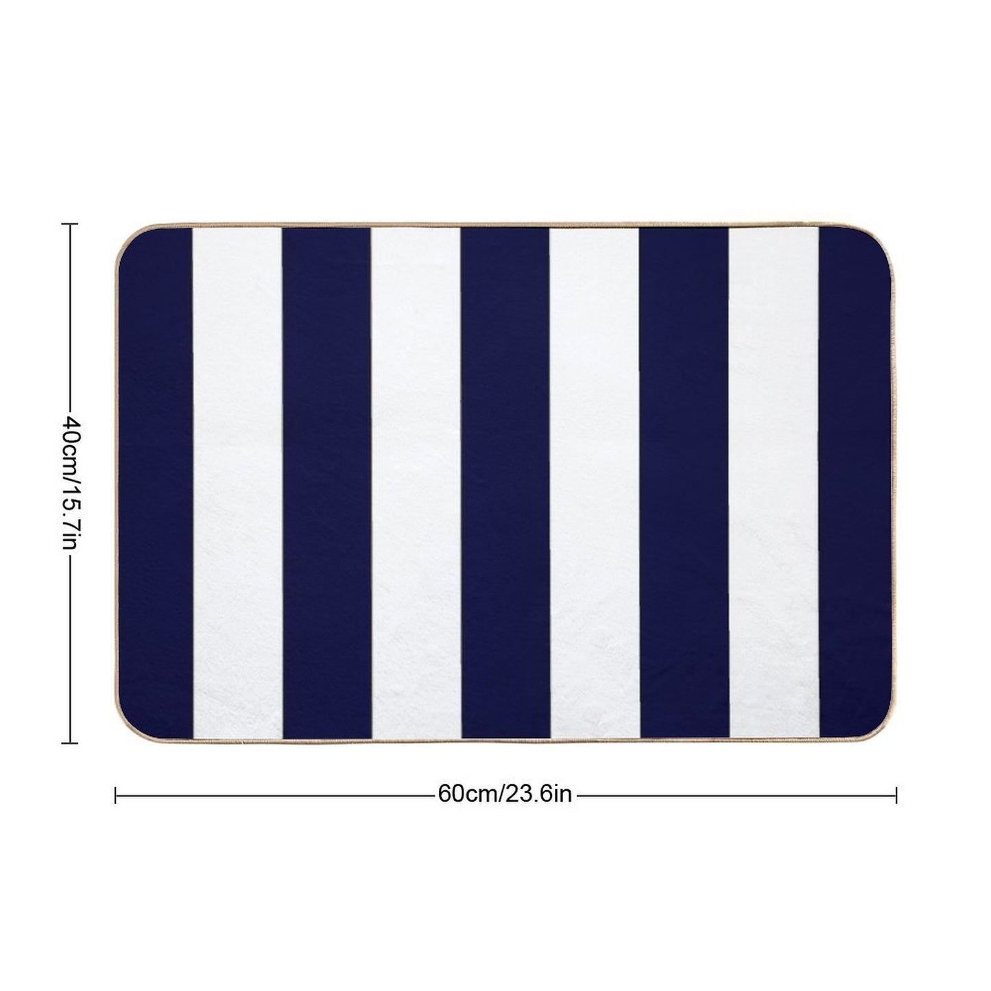 Classic Navy Blue And White Stripes  Anti-Trip Bath Mat