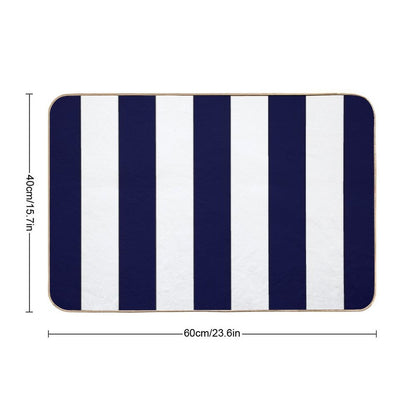 Classic Navy Blue And White Stripes  Anti-Trip Bath Mat