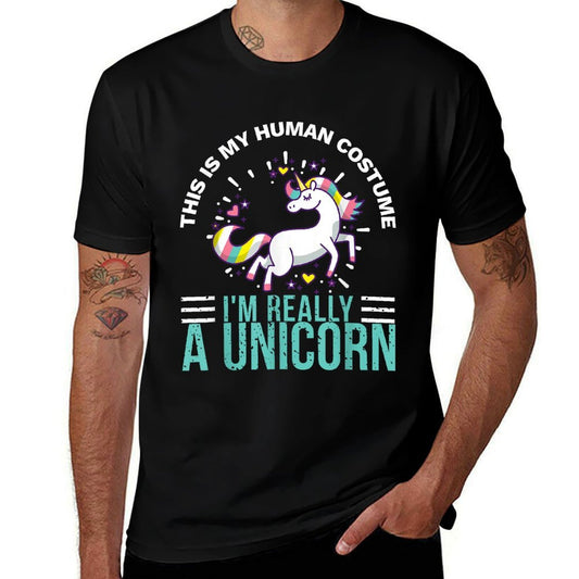 This Is My Human Costume I'm Really A Unicorn  Ribbed Collar T-Shirt