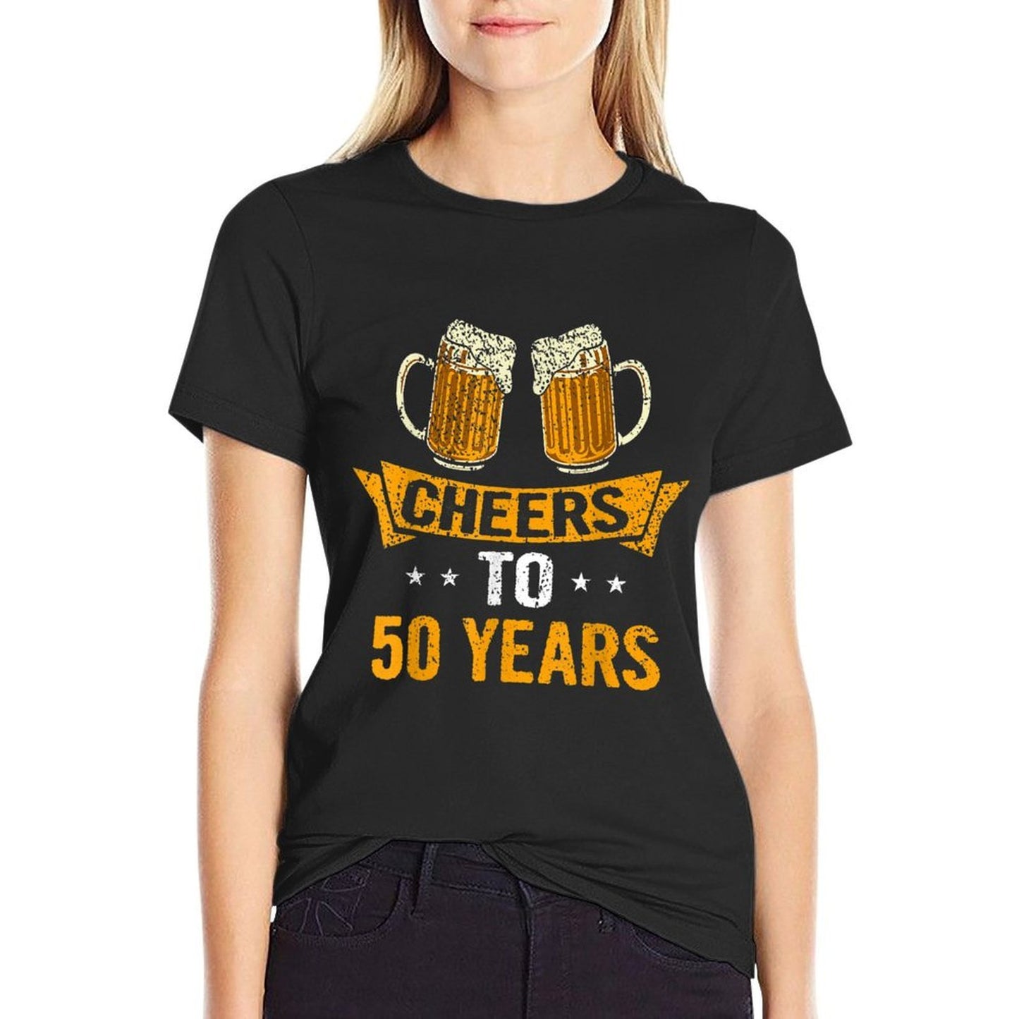 Cheers to 50 Years Old 50th Unique Birthday Gift Ideas  Wrinkle-resistant T-Shirt