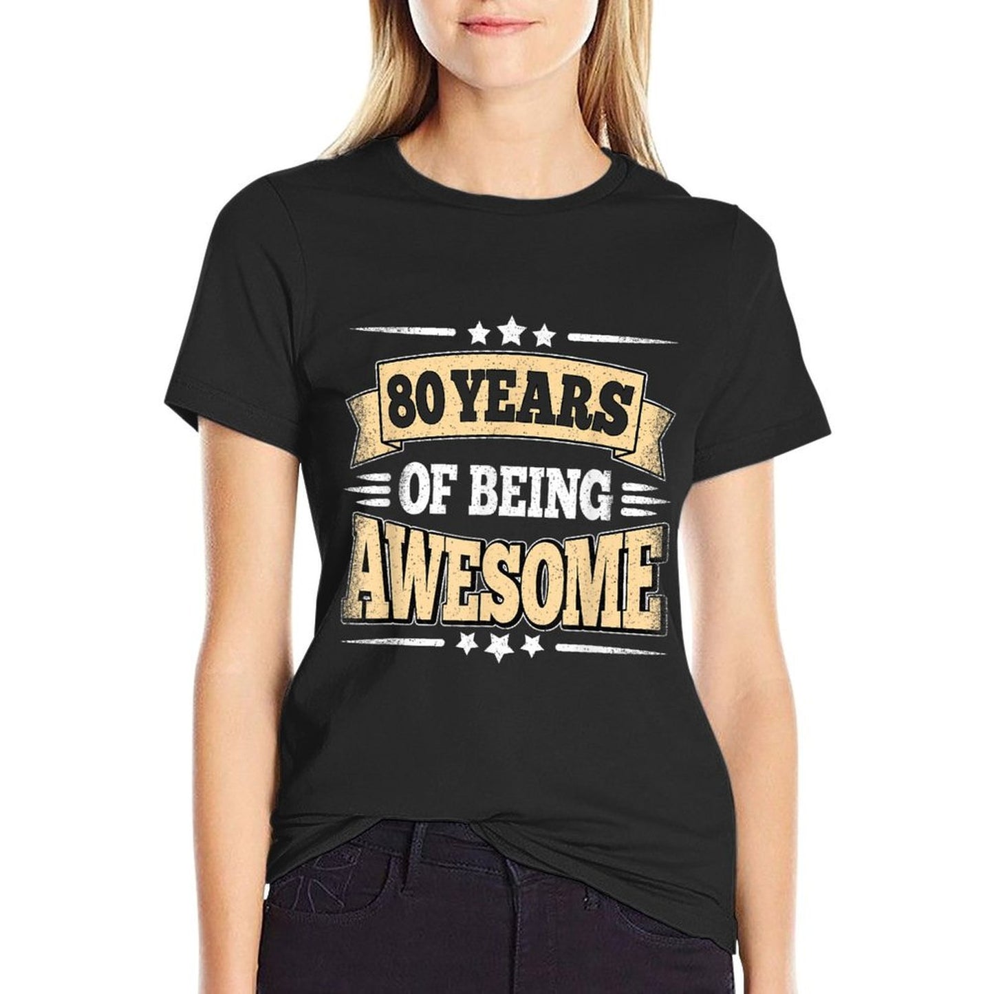 80 Years Of Being Awesome 80 Years Old 80th Birthday Vintage  Summer-ready Fabric T-Shirt