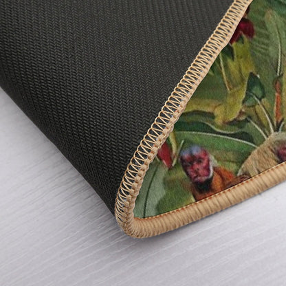 Tropical Monkey Jungle Pattern - Dark Green Botanical Night Garden Nightgarden  Toxin-Free Bath Mat