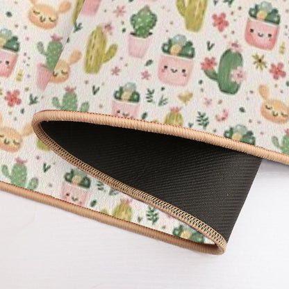 Smiling Cacti Seamless Digital Paper  Fade-Resistant Bath Mat