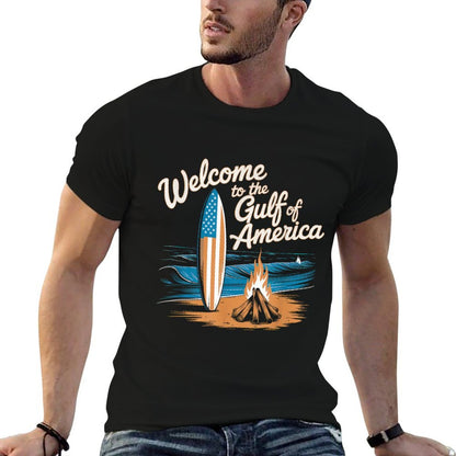 Gulf Of USA America Gift Men Women Flag Beach Lightweight T-Shirt
