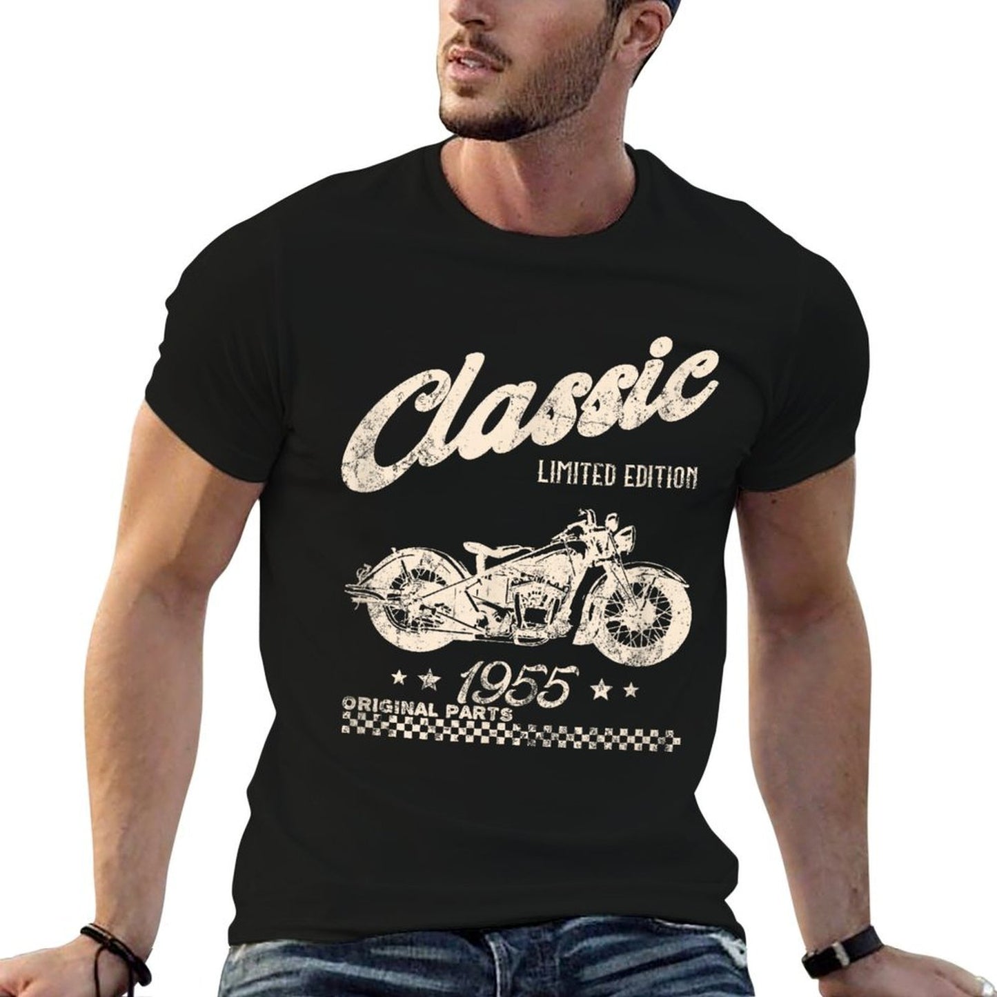 70th Birthday Classic Motorcycle Born in 1955  Graphic-printed T-Shirt