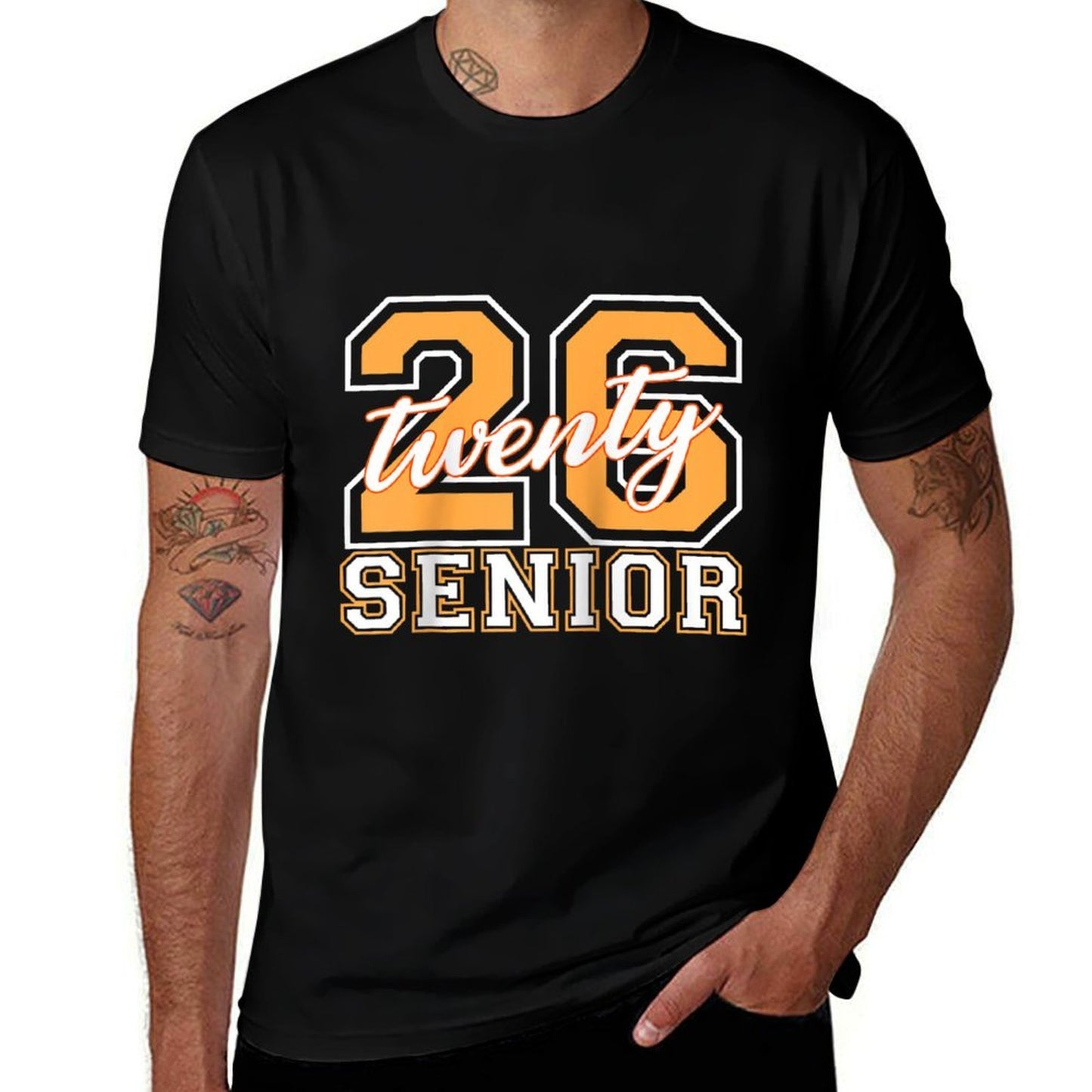 Senior Class 2026 Graduation Varsity Orange Letters Raglan Baseball  Polyester Blend T-Shirt