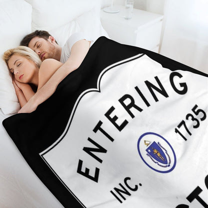 Entering Acton Massachusetts - Commonwealth of Massachusetts Road Sign Easy Care Throw Blanket