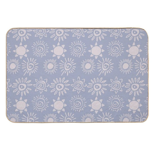 Magical Sun Bohemian Dreamy Aesthetic In Muted Colors Pigeon Blue  Anti-Trip Bath Mat