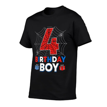 Birthday Spider Web 4 Year Old 4th Birthday Boy  Lightweight T-Shirt