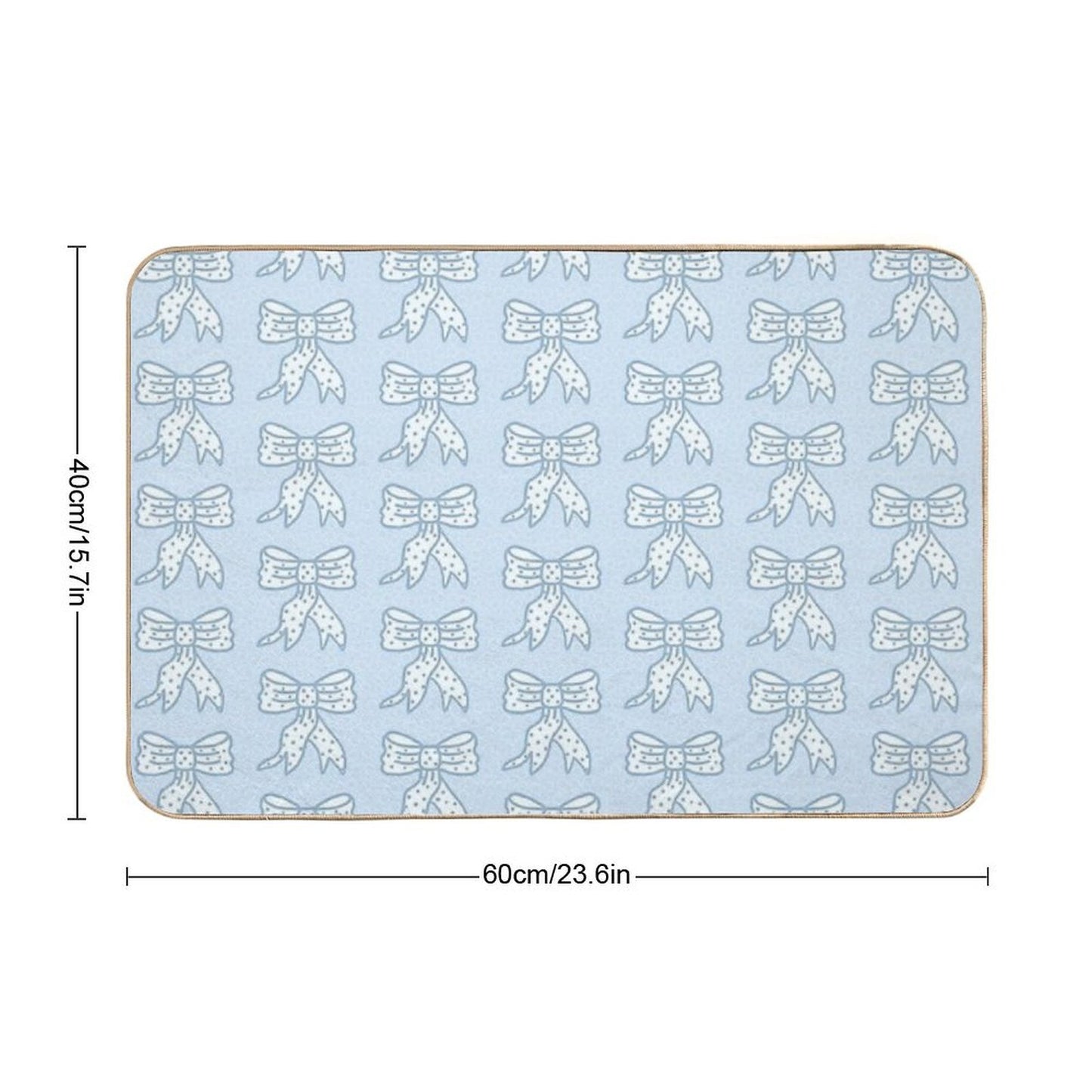 Coquette Blue Bow  Easy Maintenance Bath Mat