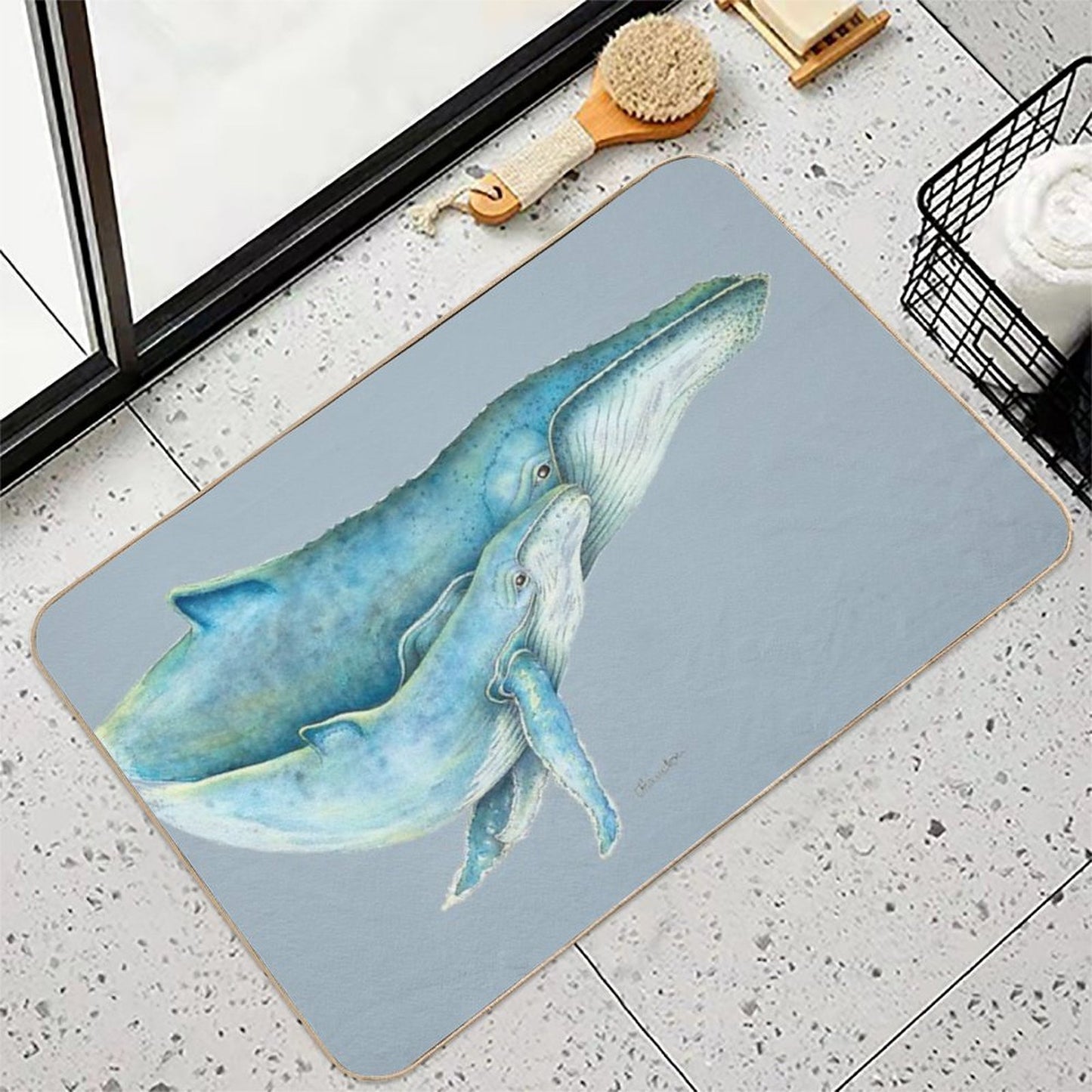 Humpback Whales (blue)  Eco-Friendly Bath Mat