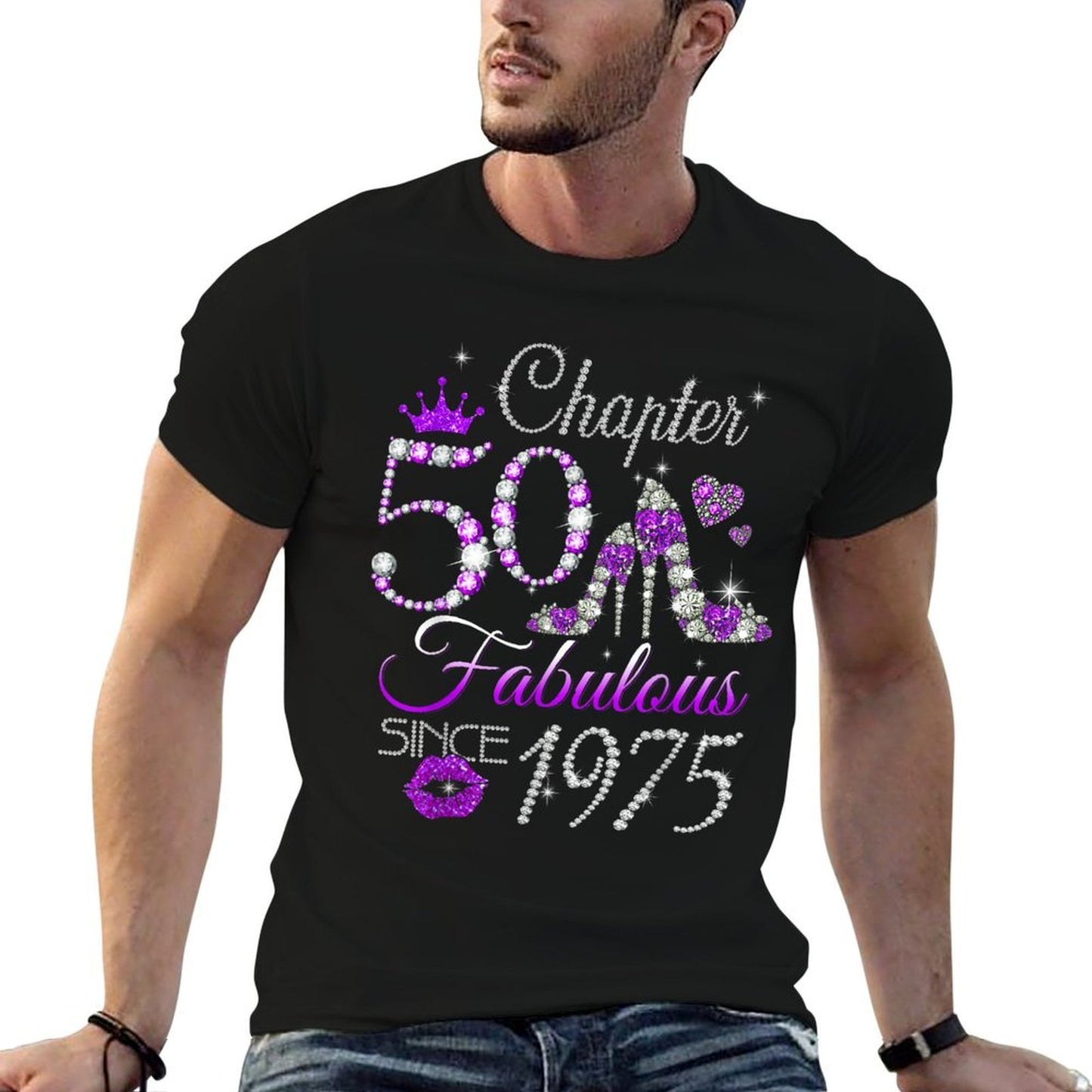 Chapter 50 Fabulous Since 1975 50th Birthday Queen Diamond  Cotton T-Shirt