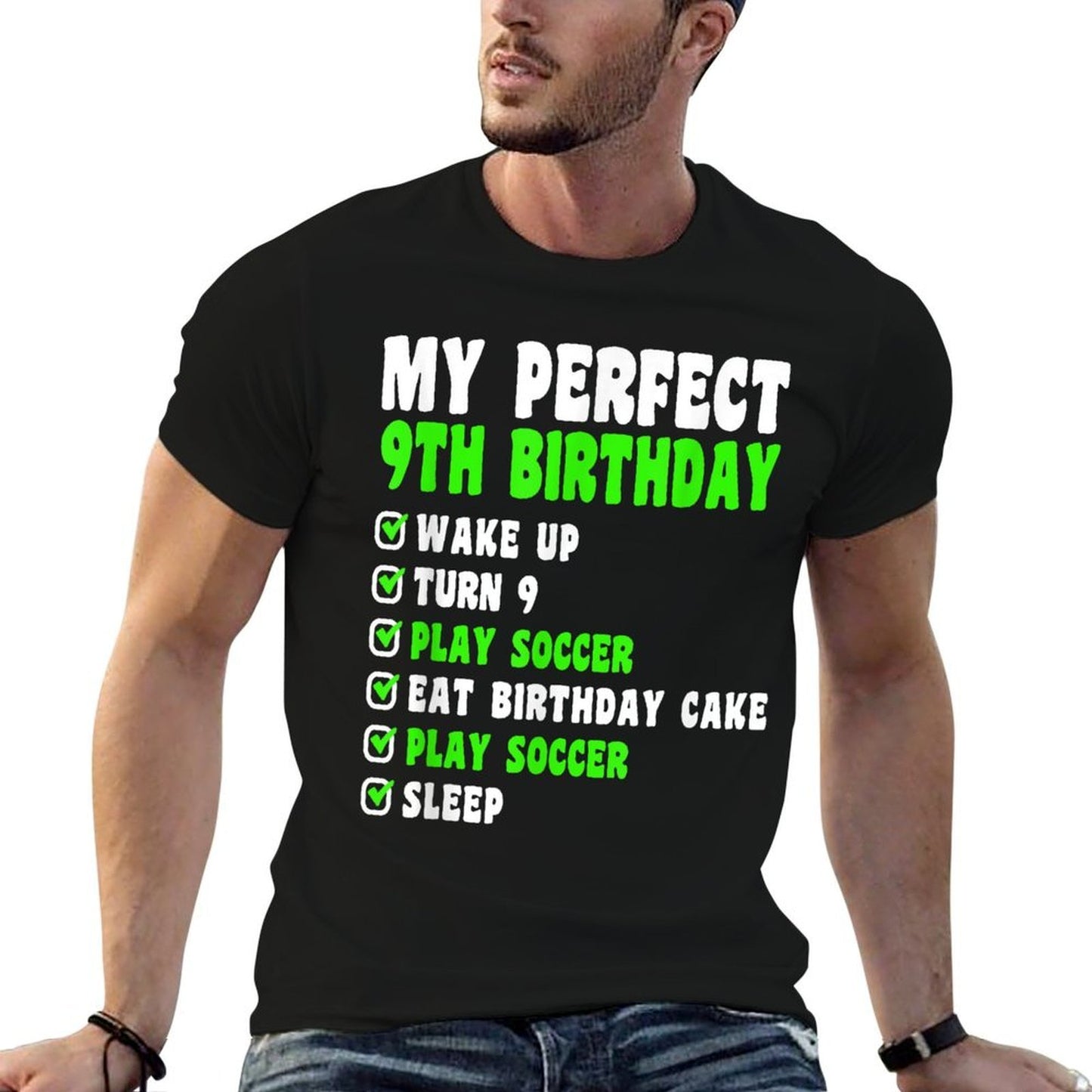 9 Year Old My Perfect 9th Birthday Soccer 9th Birthday  Wrinkle-resistant T-Shirt