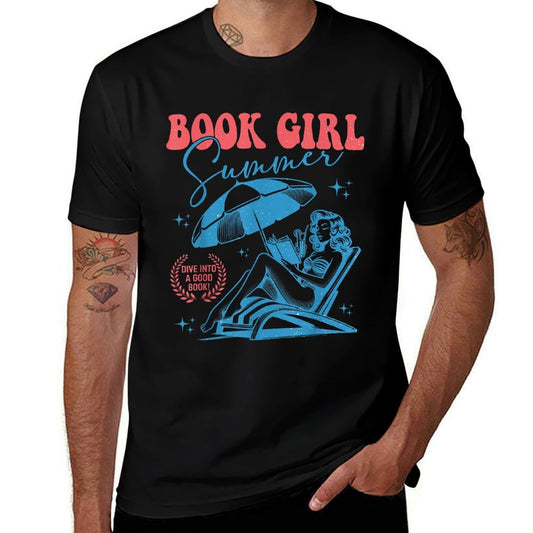 Girl Reading Book Summer Funny Beach Vacation For Book Lover  Trendy Pattern T-Shirt