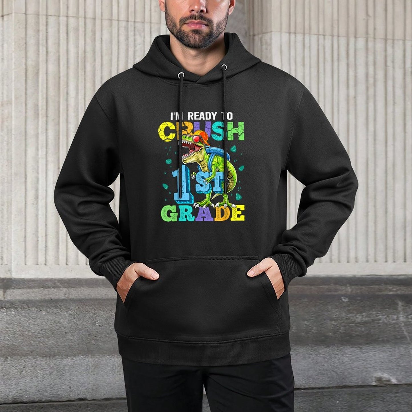 I'm Ready To Crush 1st Grade Dinosaur Back To School Boy Kid Moisture-Wicking Hoodie