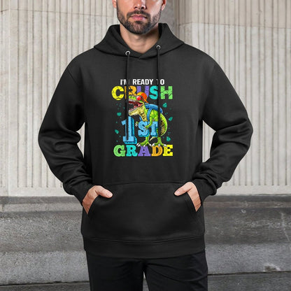 I'm Ready To Crush 1st Grade Dinosaur Back To School Boy Kid Moisture-Wicking Hoodie