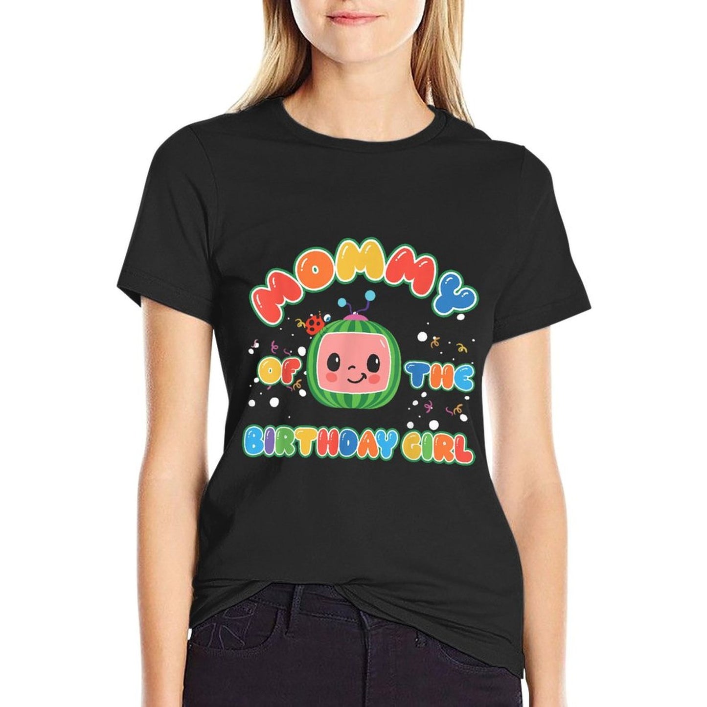 Daddy Mommy Of The Birthday Girl Melon Family Matching Funny  Polyester Blend T-Shirt