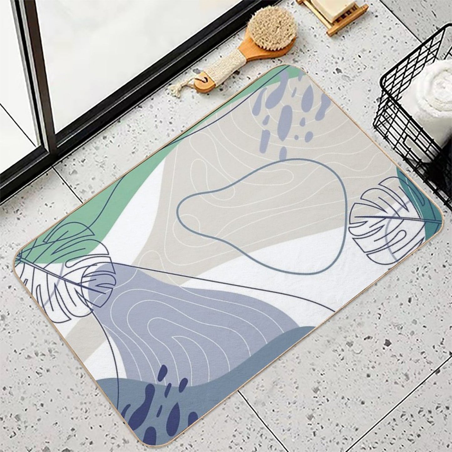 Muted Tropical Art  Repositionable Bath Mat