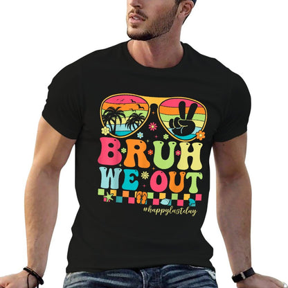 Bruh We Out Teachers Happy Last Day Of School Groovy Heathered Texture T-Shirt