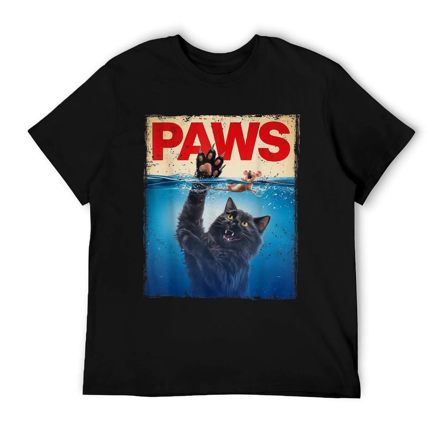 Paws Parody Black Cat Chasing A Cute Scared Mouse Top Kitten Odor-resistant T-Shirt