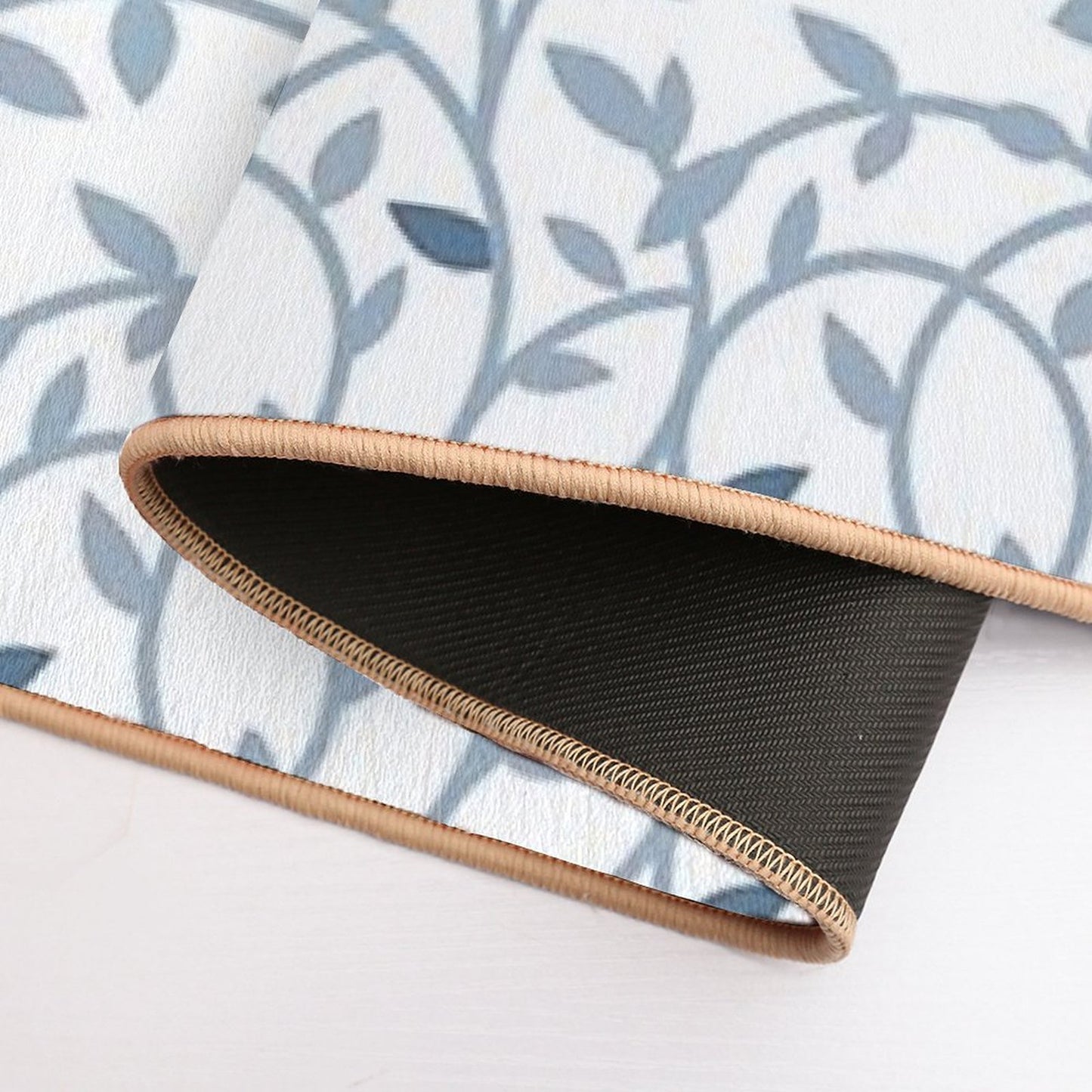 Pretty Blue Leaf Pattern  Versatile Bath Mat