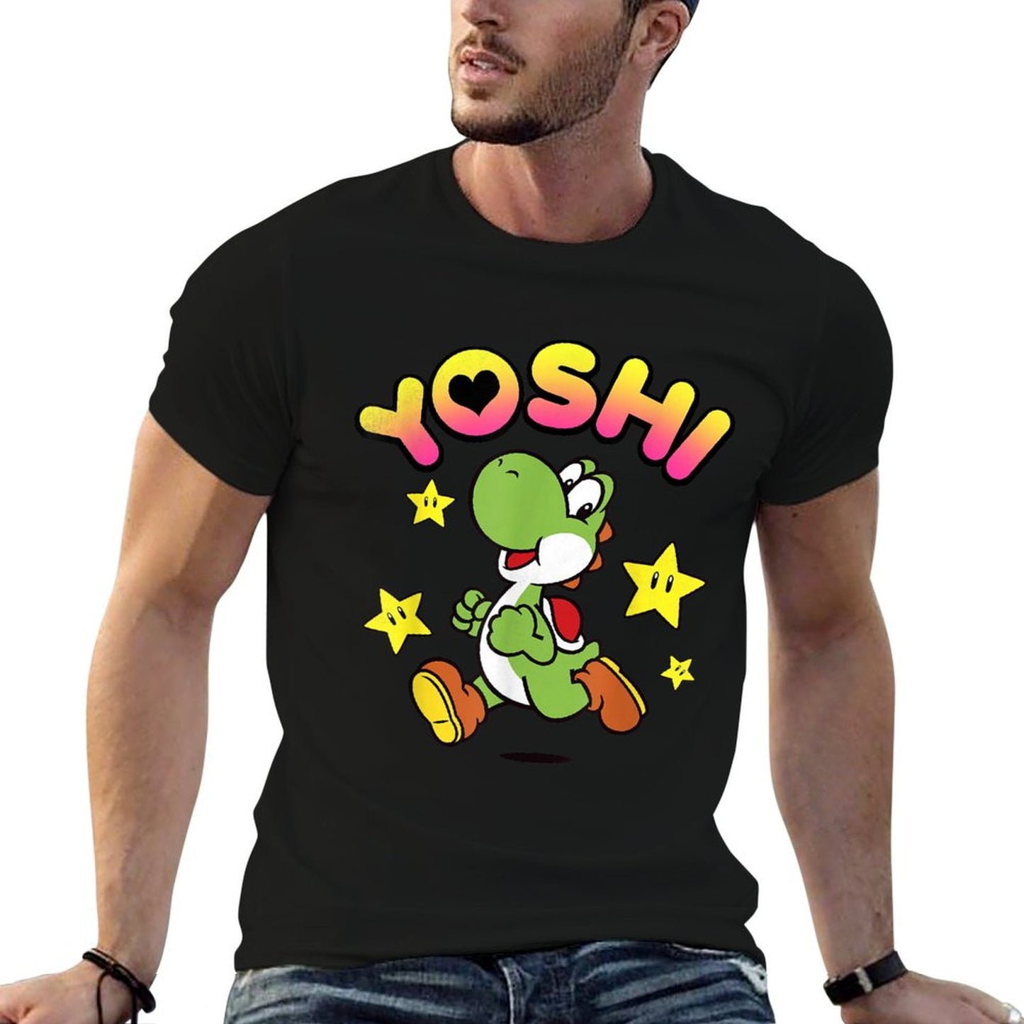 Nintendo Super Mario Yoshi Star Power Sprint Graphic Comfortable T-Shirt