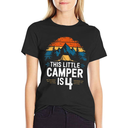 4th Birthday Camping for 4 Year Old Kids Camping Party  Vintage-inspired T-Shirt