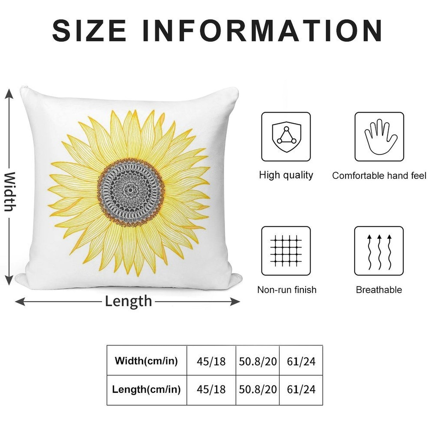 Golden Mandala Sunflower Soft Reinforced Edging Throw Pillow