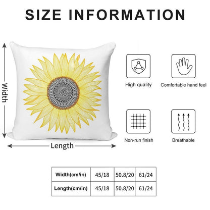 Golden Mandala Sunflower Soft Reinforced Edging Throw Pillow