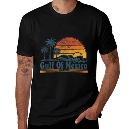 Gulf of Mexico Not America Retro Vintage Sunset Beach Summer  Wrinkle-resistant T-Shirt