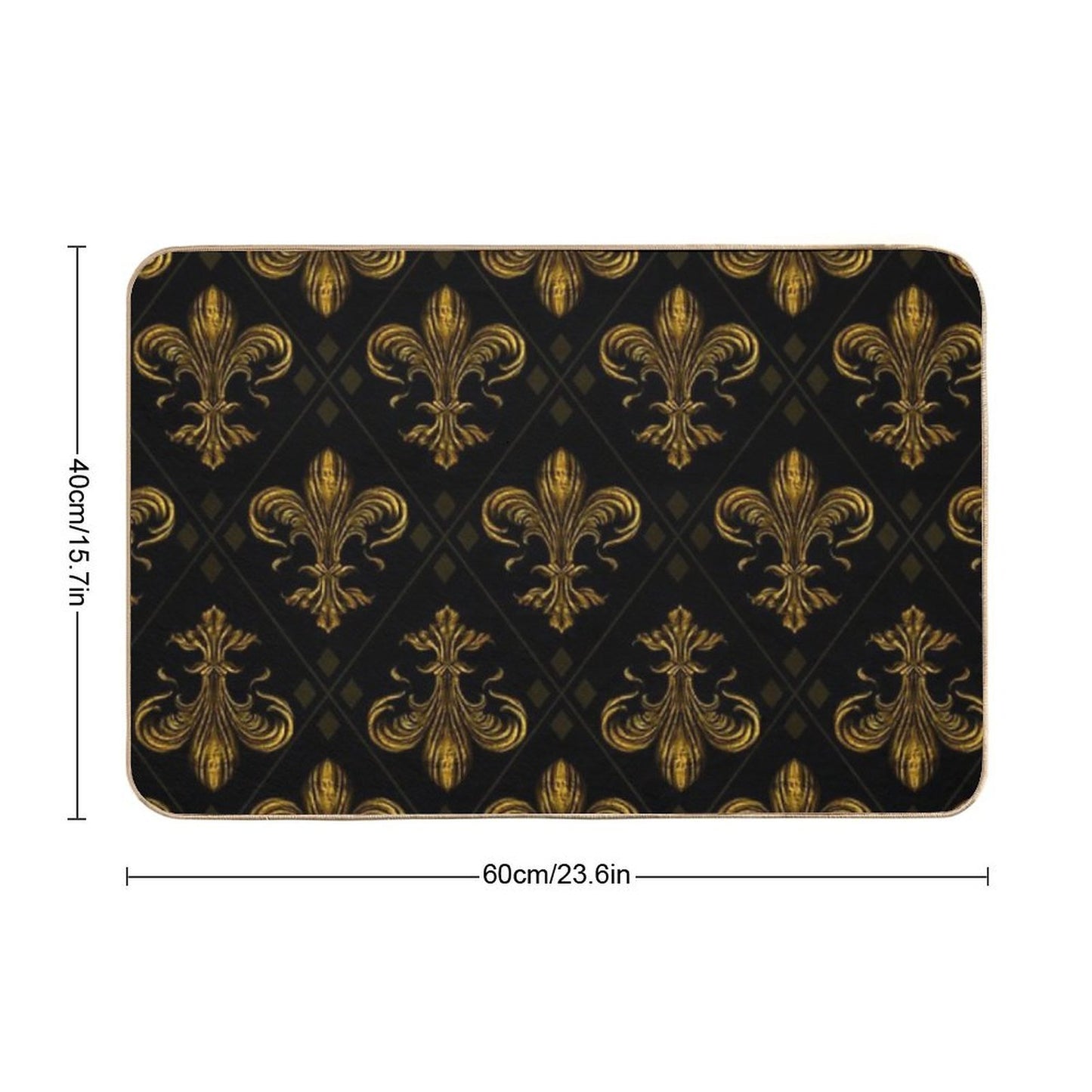 Fleur-de-lis Pattern Vintage Gold  Long-Lasting Bath Mat