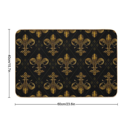 Fleur-de-lis Pattern Vintage Gold  Long-Lasting Bath Mat