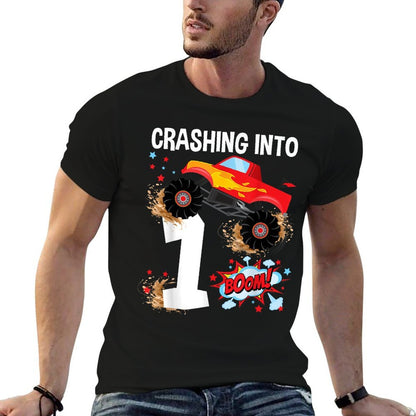 Kids 1 Year Old Monster Truck 1st Birthday Boy Car Trucks  Vintage-inspired T-Shirt