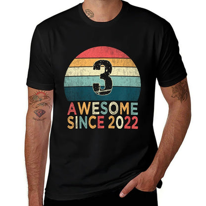 Kids 3rd Birthday Vintage Retro 3 Years Old Awesome Since 2022  Affordable Price T-Shirt