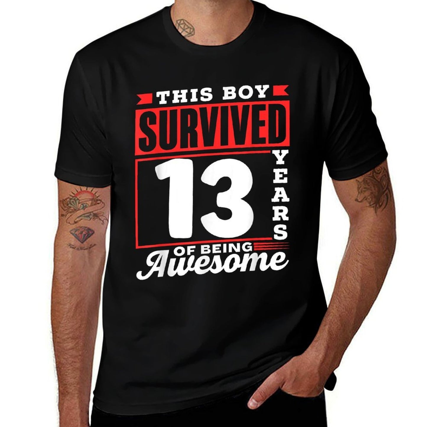 This Boy Survived 13 Years Of Being Awesome Boys Birthday Comfortable T-Shirt