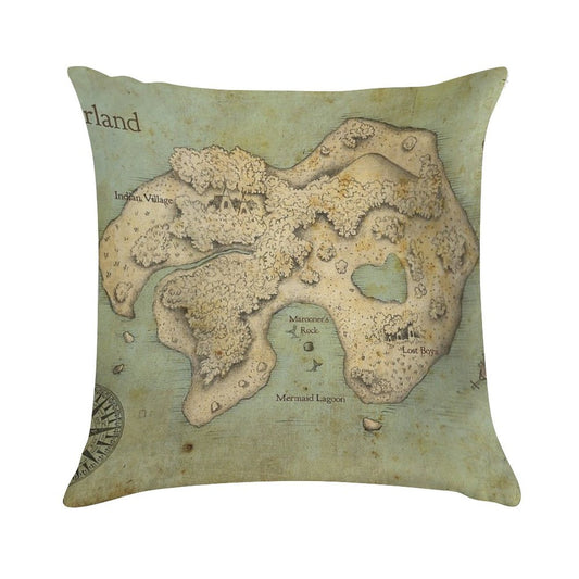 Peter Pan Neverland Map Soft Bedroom Essential Throw Pillow
