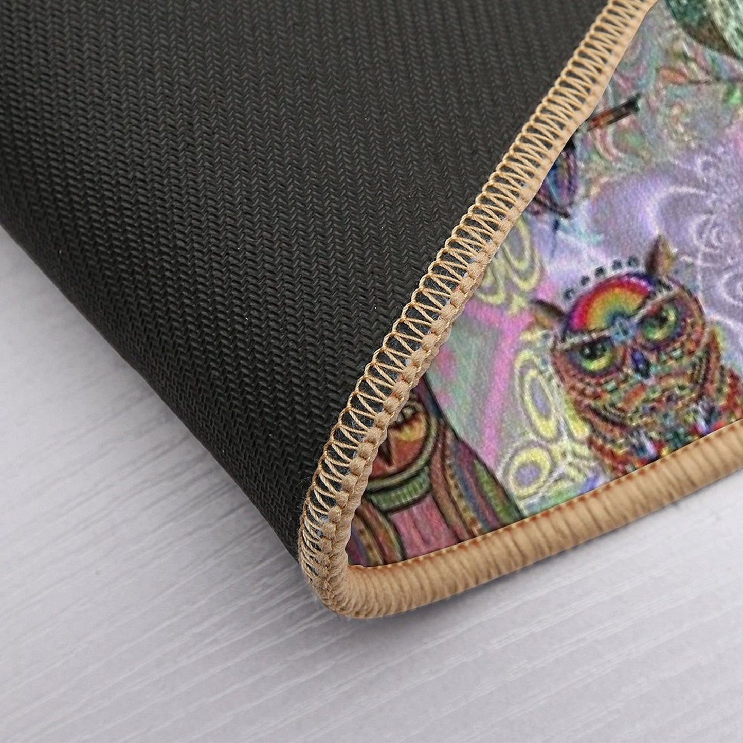 Psychedelic Owls  Repositionable Bath Mat