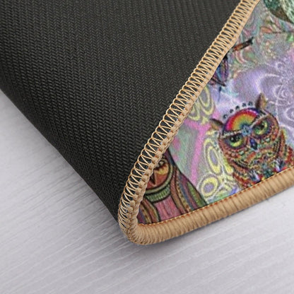 Psychedelic Owls  Repositionable Bath Mat